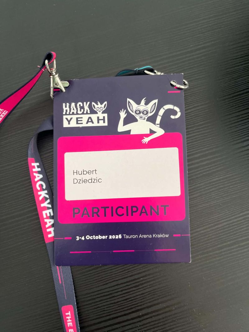 HackYeah 2026 Participant Badge - Hubert Dziedzic